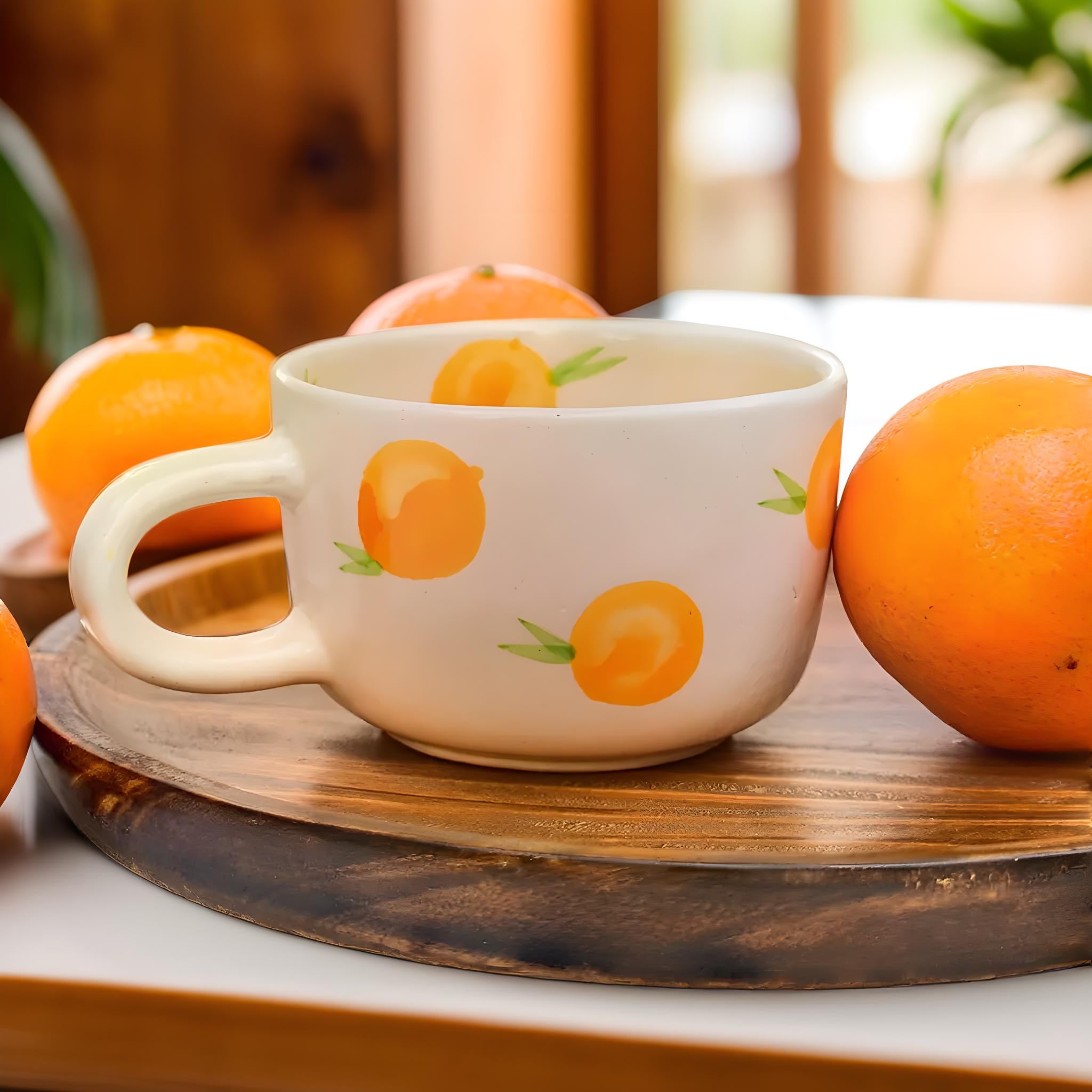 Handmade Citrus Ceramic Mug Set – Orange Fruit Design, 200ml - Etsy
