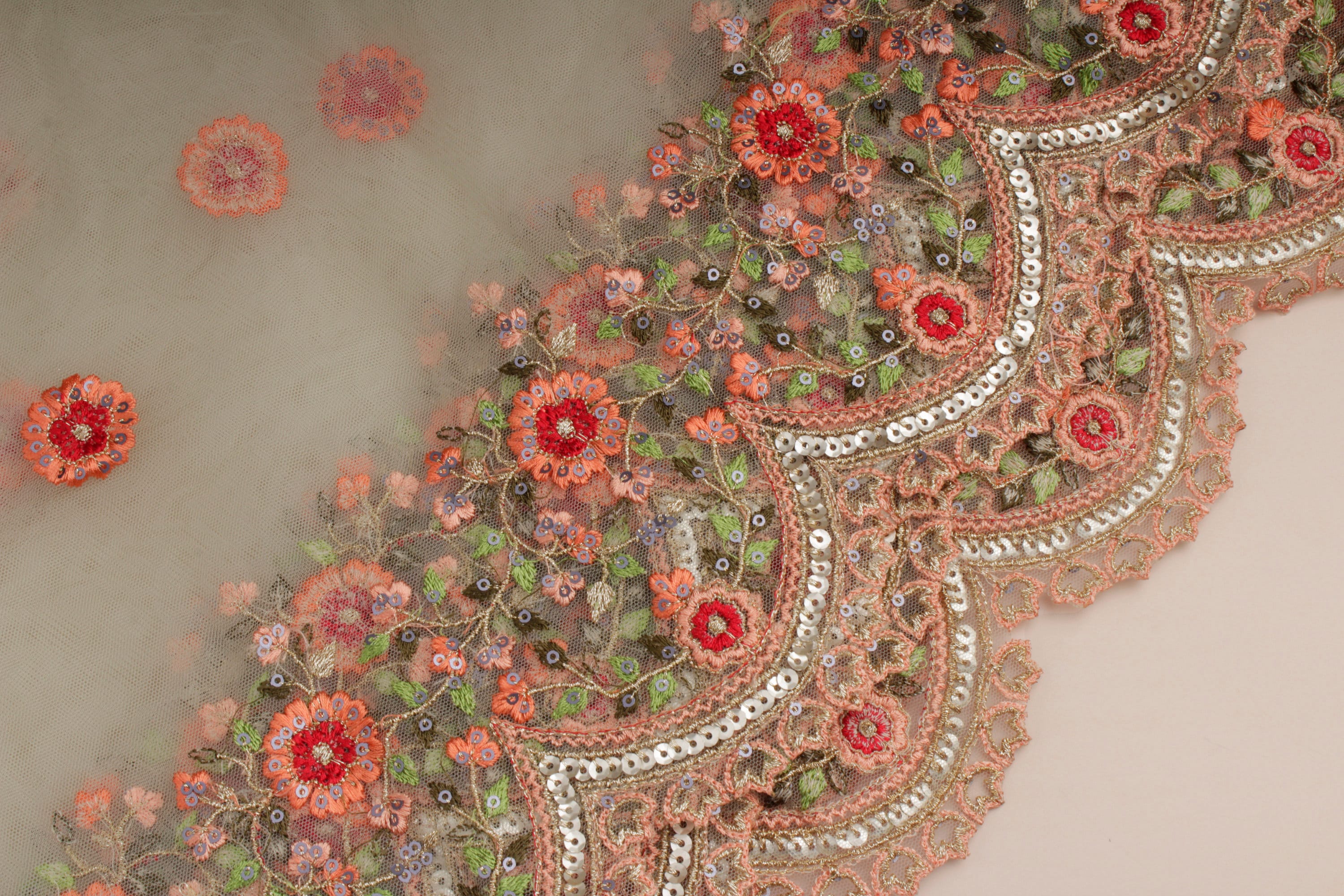 Floral Net Dupatta Mint Green Fabric Indian Dupatta Bridal Etsy