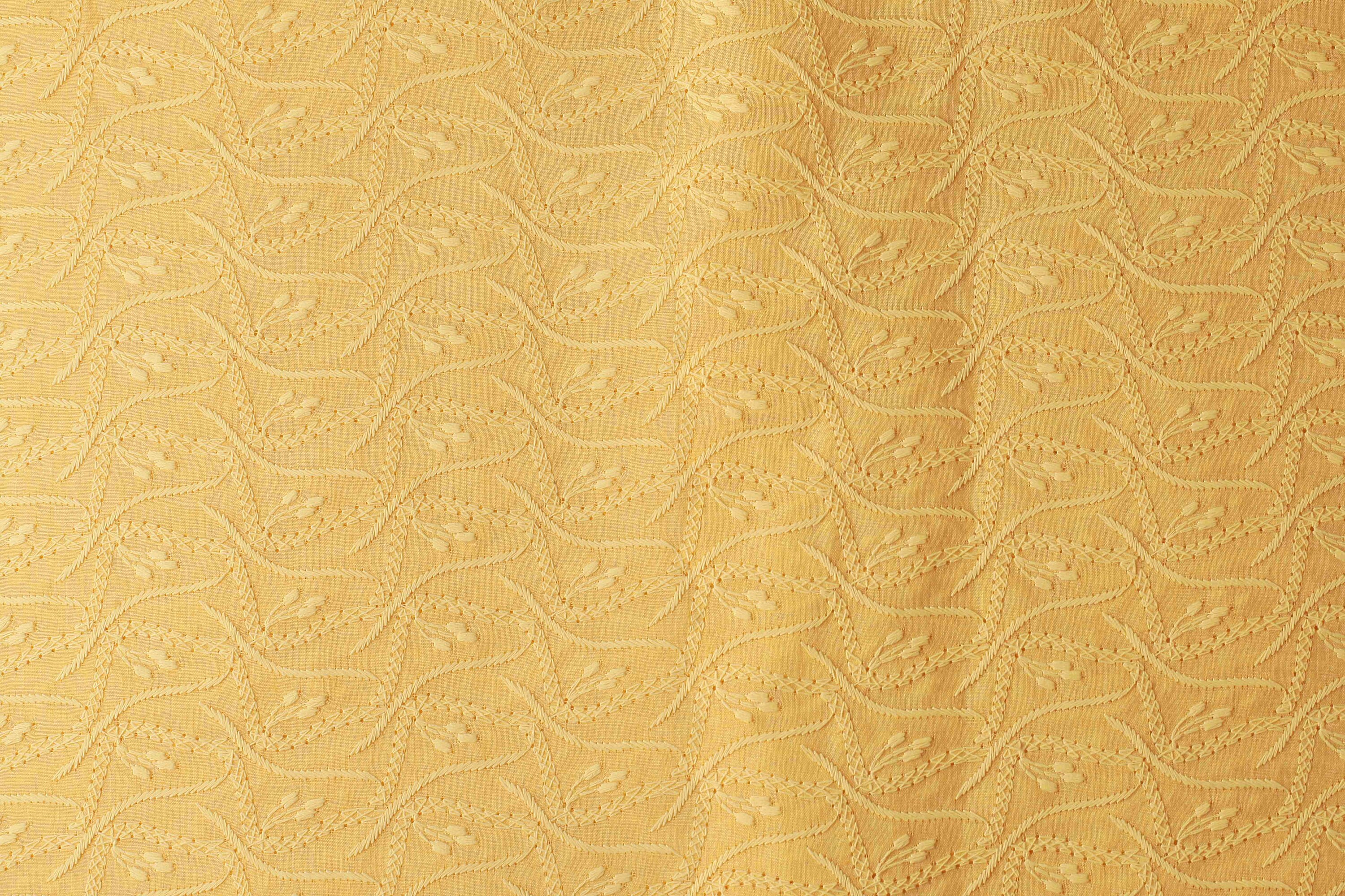 1 Yard of Yellow Embroidered Fabric Indian Cotton Fabric Etsy