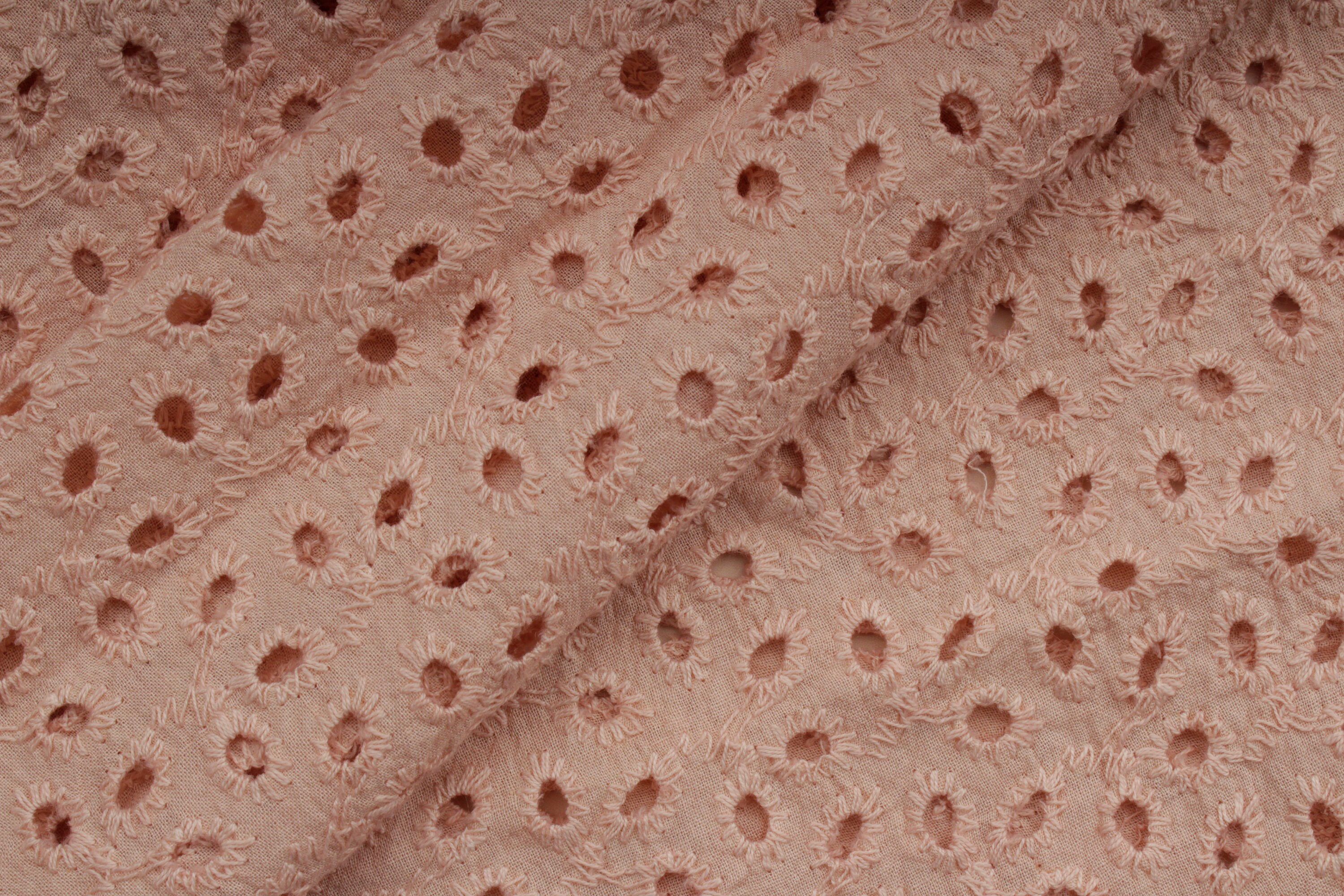 Rose Gold Eyelet Fabric Indian Cotton Fabric Embroidered Etsy