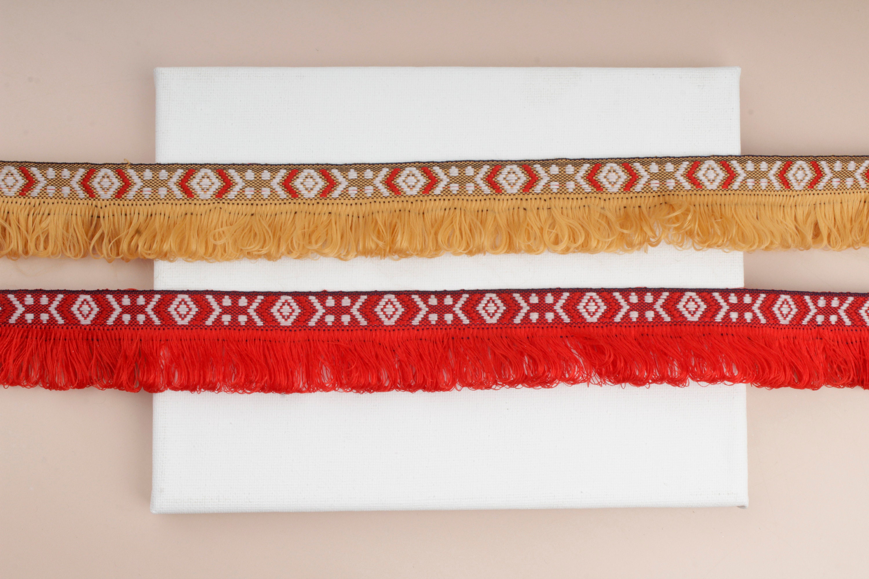 Jacquard Fringe Trim Red Tassel Trim Beige Fringe Trim Etsy