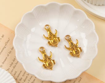 Gold Tribal Pendant Charms - Set of 3 Ethnic DIY Beads
