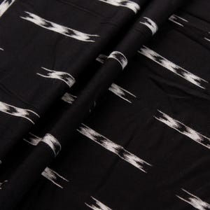 Black Ikat Print Fabric, Rayon Fabric, Indian Fabric, Abstract Print Fabric, Boho Fabric, Ikat Skirt Fabric, Clothing Fabric by the Yard