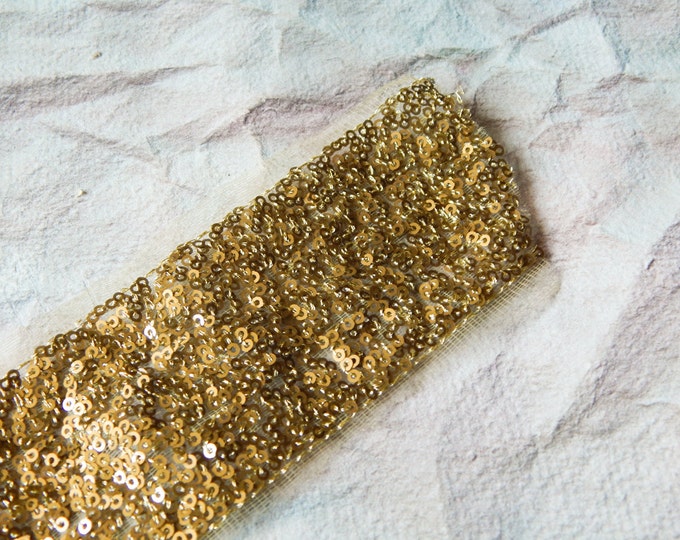 Gold Sequin Trim Net Trim Indian Fabric Trim Bridal Wear Etsy