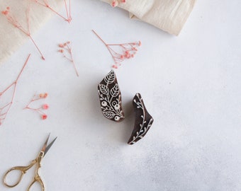 Leaf Textile Stamps, Hand Carved Indian Wood Block Print, DIY Craft