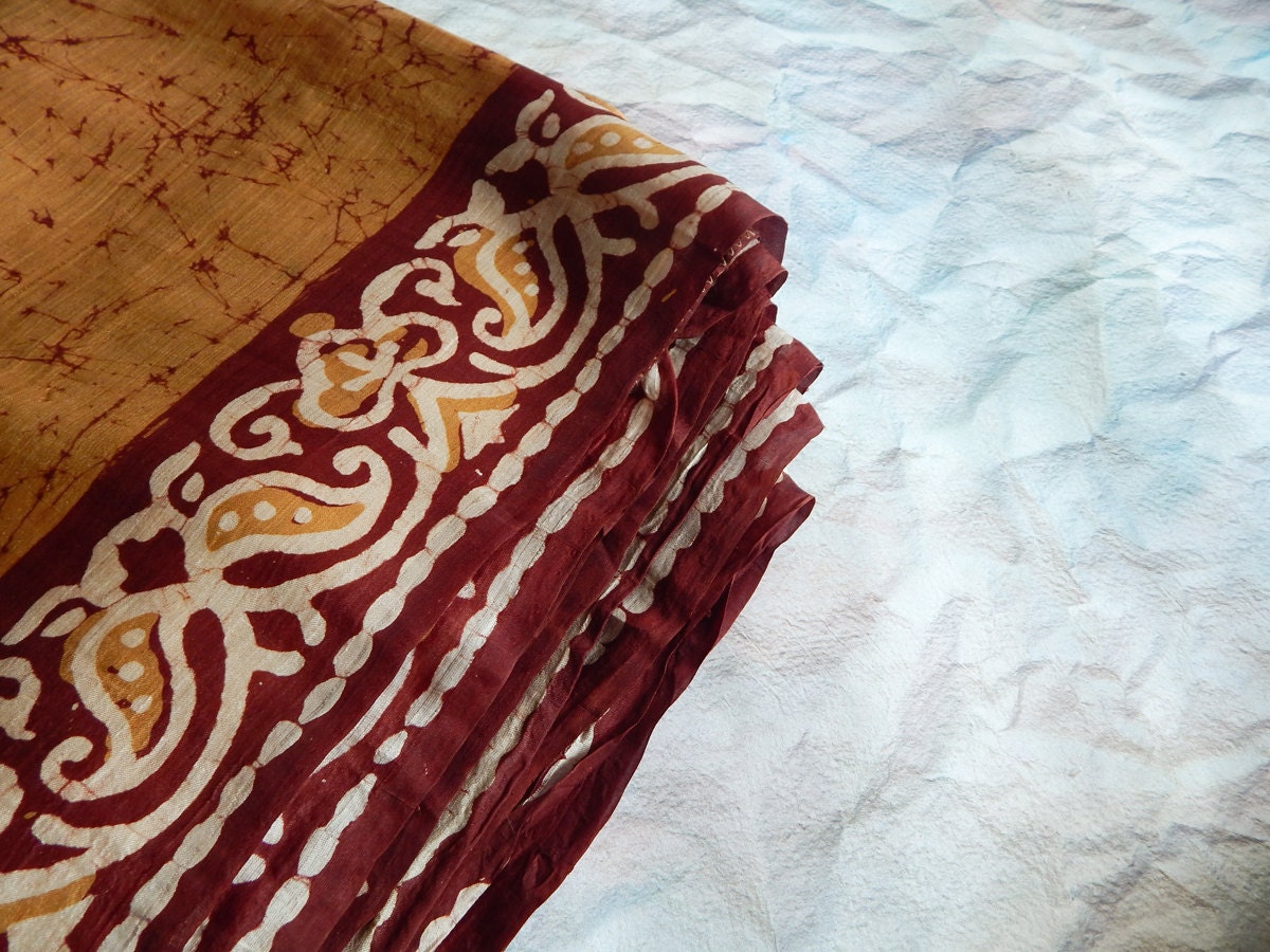 5.75 yards of Sari Fabric Khadi Silk Fabric Batik Print Etsy