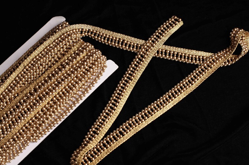 Antique Gold Beaded Trim Indian Trim Gold Fringe Trim Etsy