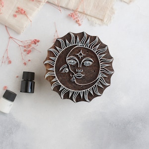 Stempel Sonne & Mond, Holzblockstempel, Textilstempel, Blockdruckstempel, Keramikstempel, Stoffstempel, Blockdruck, Journal Stempel