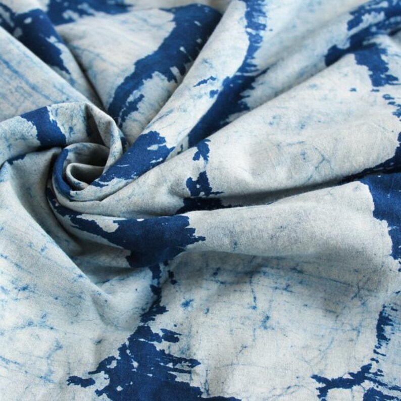 1 Yard Hand Dyed Indigo Fabric, Indian Cotton, Upholstery Fabric