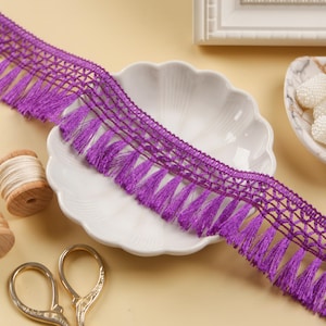 10 yards - Purple Tassel Fringe, Fringe Trim, Tassel Trim, Indian Trim, Boho Tassel Trim, Upholstery Trim, Trim for Curtains, Pillows