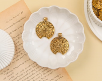 Set of 2 Gold Plated Ethnic Pendants – Indian Boho Charms