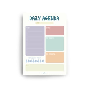 Daily Agenda Notepad, To-Do List, Daily Planner, A5 Notepad, 75 Sheets, Tear Off Notepad, Gifts for Her, Memo Pad, Study Planner
