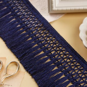 3 yards- Blue Tassel Fringe, Fringe Trim, Tassel Trim, Indian Trim, Boho Tassel Trim, Upholstery Trim, Trim for Curtains, Pillows, Clothes