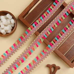 Pastel Fringe for Curtains, Tassel Fringe, Upholstery Trim, Indian Sewing Trim, Costume Fringe, Trim for Pillows, Lampshade Fringe, DIY