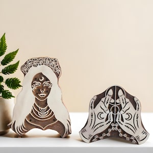Set di 2 timbri Celestial Journal, timbri in legno, timbri lunari, timbri per stampa, timbri tessili, timbri per stampa a blocchi, timbri per ceramica