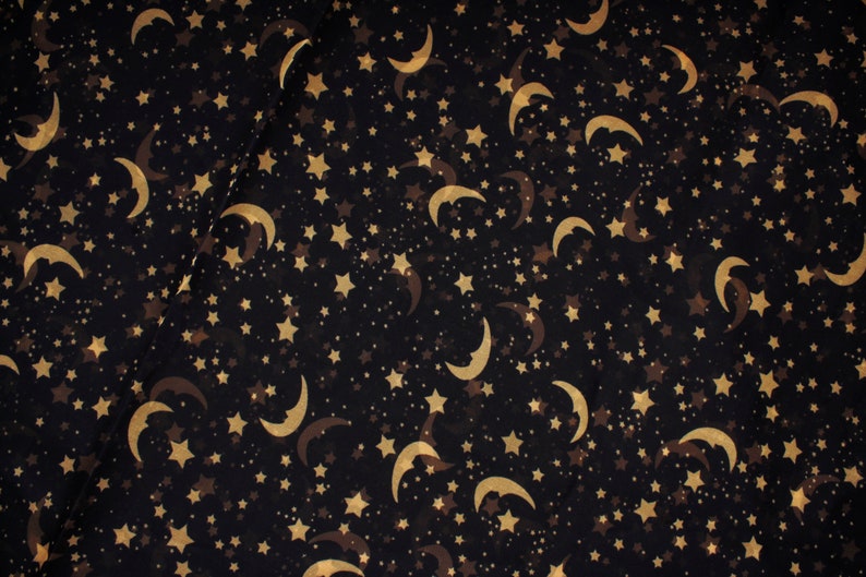 Black Celestial Fabric Star Print Fabric Sheer Organza - Etsy Australia