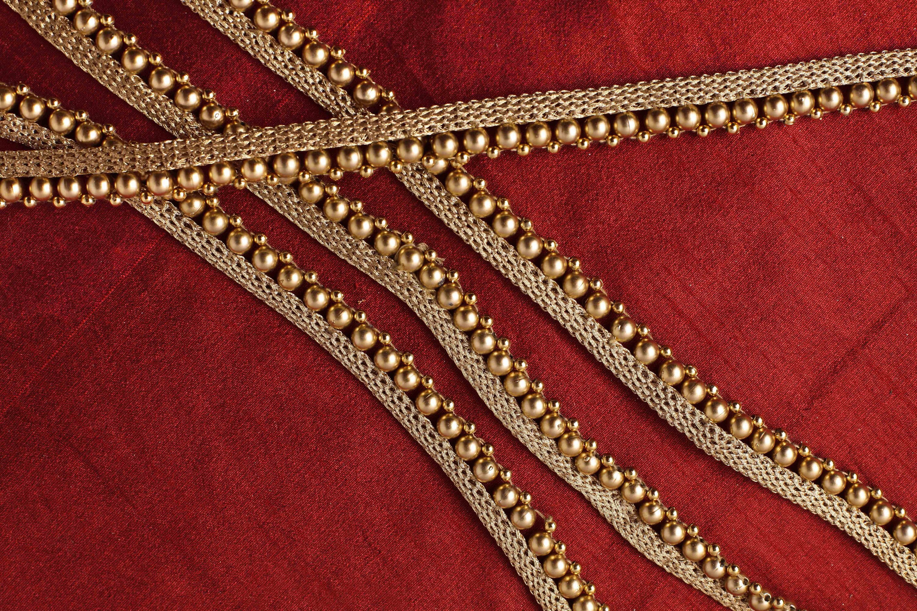 Gold Beaded Trim Zari Trim With Gold Beads Indian Trim Etsy