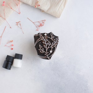 Sello de luna, sello de bloque de madera, sello textil celestial, estampado floral en bloque, sello de cerámica, sello de embalaje, estampado en bloque DIY, sello de diario