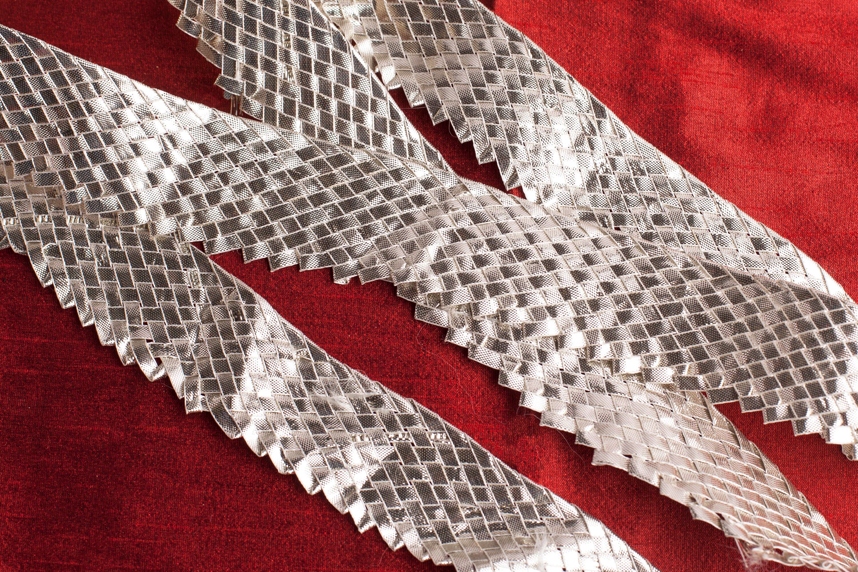 Metallic Silver Lace Fringe Trim Ribbon Braid 5 Yards