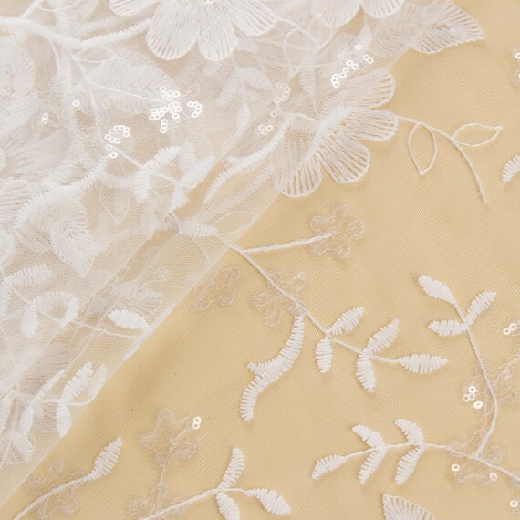 1 Yard White Floral Net Fabric Bobo Lace Fabric Embroidered Net Wedding Dress Fabric Sequin Fabric Lace Corset White Lace Dress Etsy Ireland