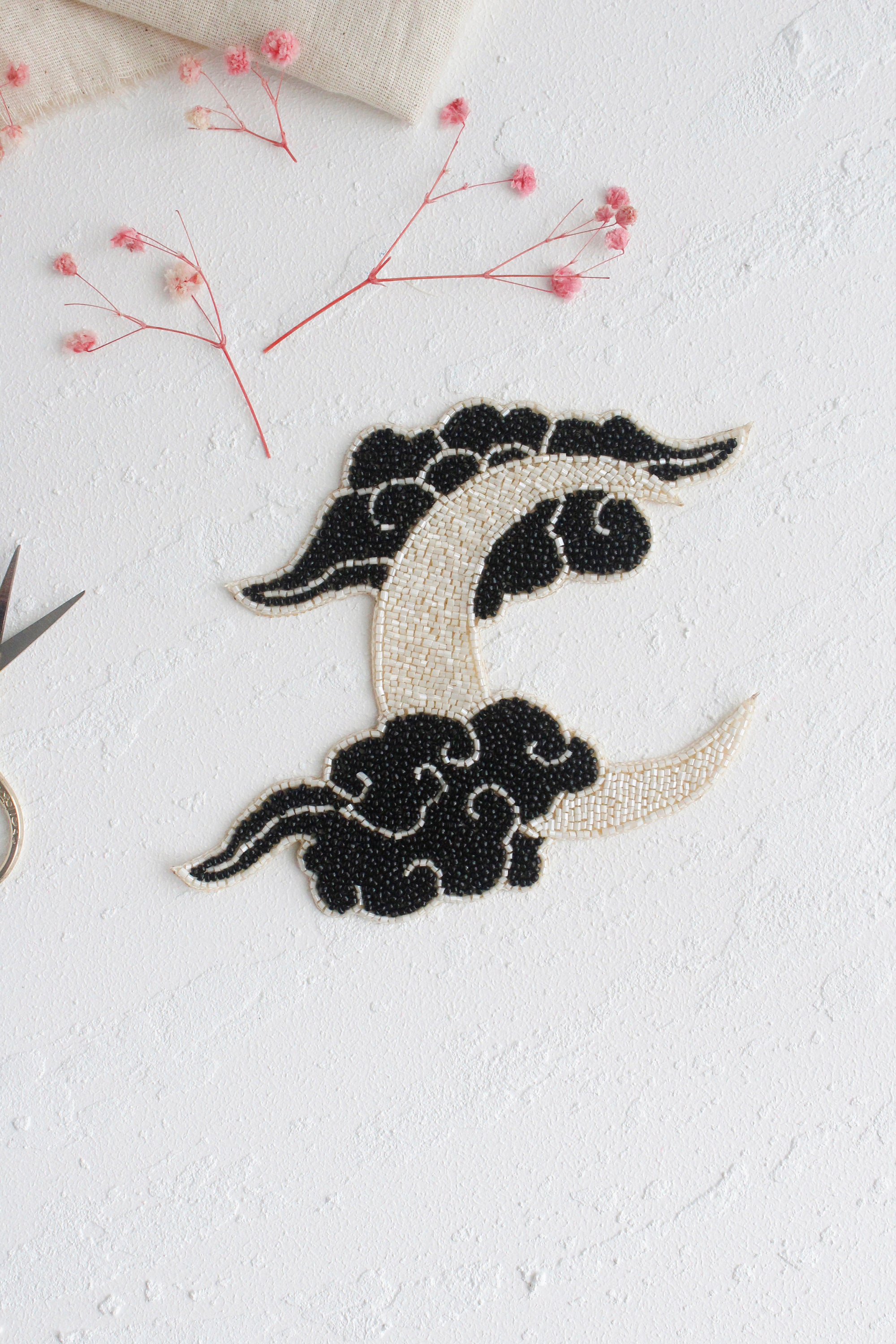 Beaded Moon Patch Denim Jacket Patch Moon and Cloud - Etsy