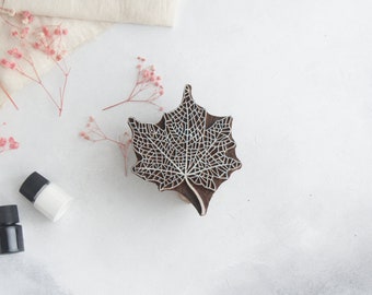 Hand Carved Maple Leaf Wood block ,Textile, journal stamp