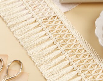 Ivory Tassel Fringe Trim - 9 Yards, Boho Indian Style