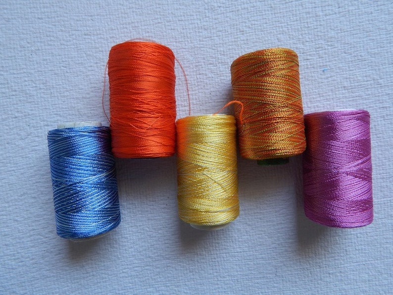 Silk Embroidery Thread Art Silk Thread Hand and Machine Embroidery Thread Set of 5 Silk Thread Spools Embroidery Thread