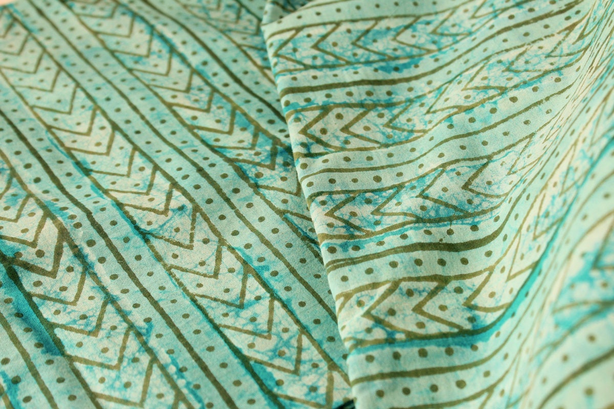 Mint Blue and Green Striped Fabric Indian Cotton Fabric | Etsy