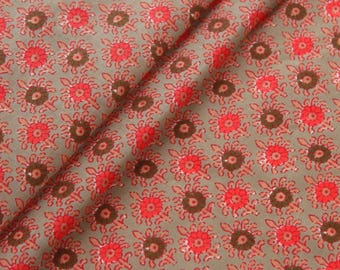 Floral Cotton Fabric, Green Indian Print, Sewing Quilting