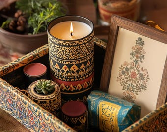 Indian Home Decor Gift Hamper – Handcrafted Wooden & Brass Accents