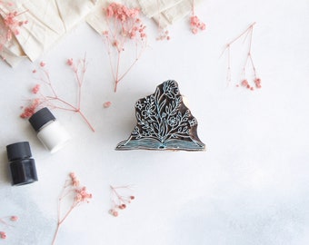 Floral Book Wooden Stamp, Library Ex Libris, DIY Printing