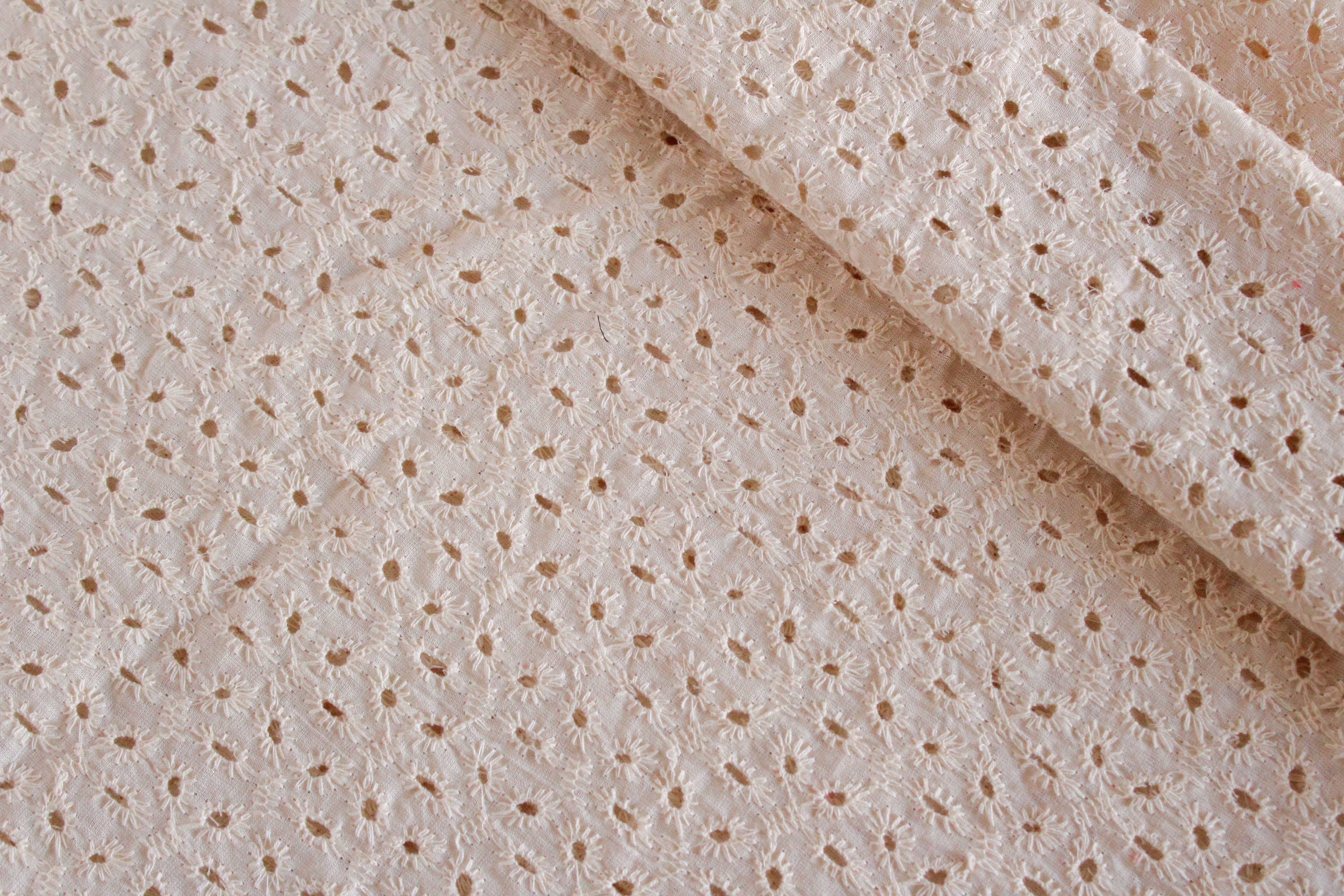 Brown cotton eyelet Embroidery fabric 44” Width Sold By The Yard