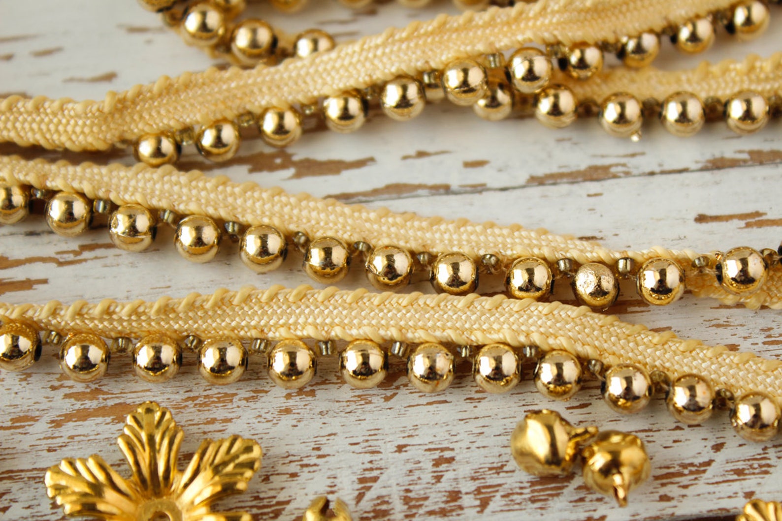 Gold Beaded Trim Indian Trim Bridal Wear Embellishment Etsy