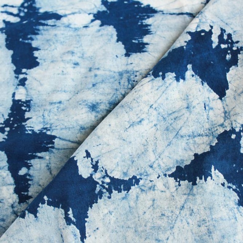1 Yard Hand Dyed Indigo Fabric, Indian Cotton, Upholstery Fabric