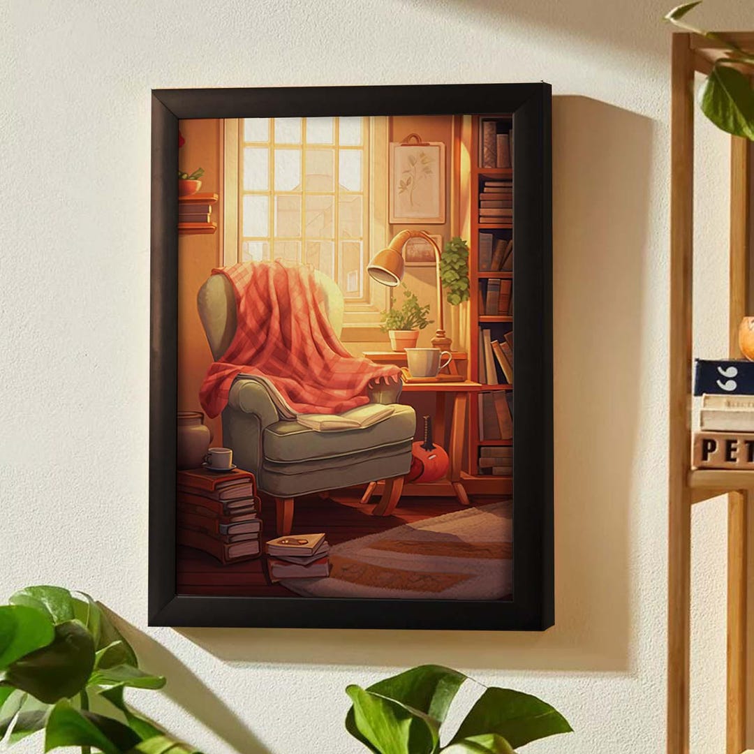 Cozy Book Nook Art Print, Reading Room Wall Decor - Etsy