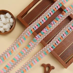 Pastel Fringe for Curtains, Tassel Fringe, Upholstery Trim, Indian Sewing Trim, Costume Fringe, Trim for Pillows, Lampshade Fringe, DIY