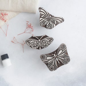 Set von 3- Schmetterling Stempel, Keramikstempel, Holzdruckblock, Hochdruckstempel, Keramikstempel, Textilstempel, Tonstempel, DIY Druck