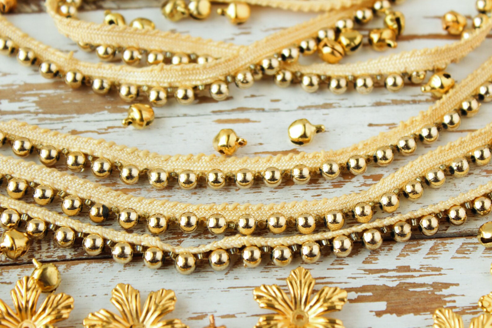 Gold Beaded Trim Indian Trim Bridal Wear Embellishment Etsy