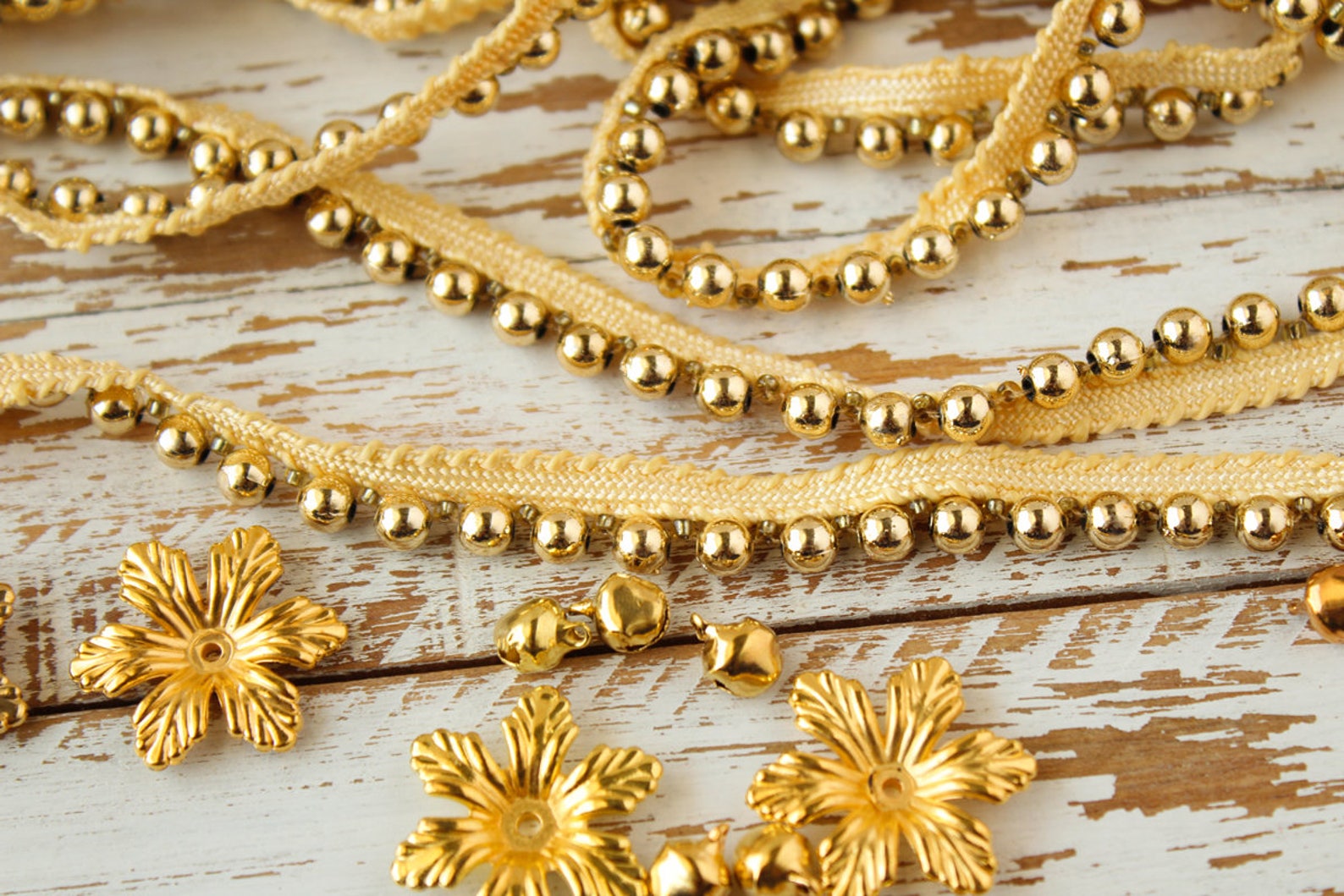 Gold Beaded Trim Indian Trim Bridal Wear Embellishment Etsy