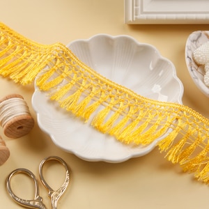 10 yards - Yellow Tassel Fringe, Fringe Trim, Tassel Trim, Indian Trim, Boho Tassel Trim, Upholstery Trim, Trim for Curtains, Pillows