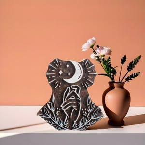 Timbro tessile lunare, timbro a blocco di legno, timbro celeste, stampa a blocco floreale, timbro per ceramica, timbro per imballaggio, stampa a blocco fai da te, timbro per diario