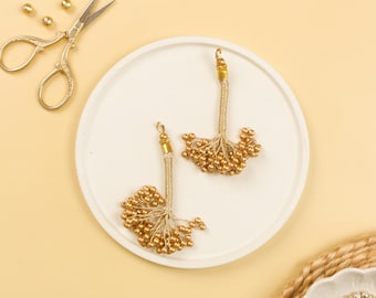 Gold Beaded Tassels, Rhinestone Jewelry Charms (Set of 2)