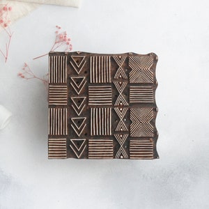 Timbro africano del panno di fango, blocco di stampa in legno, timbro geometrico, modello di stoffa di fango, timbro di stampa del blocco, timbro di ceramica, timbro tessile