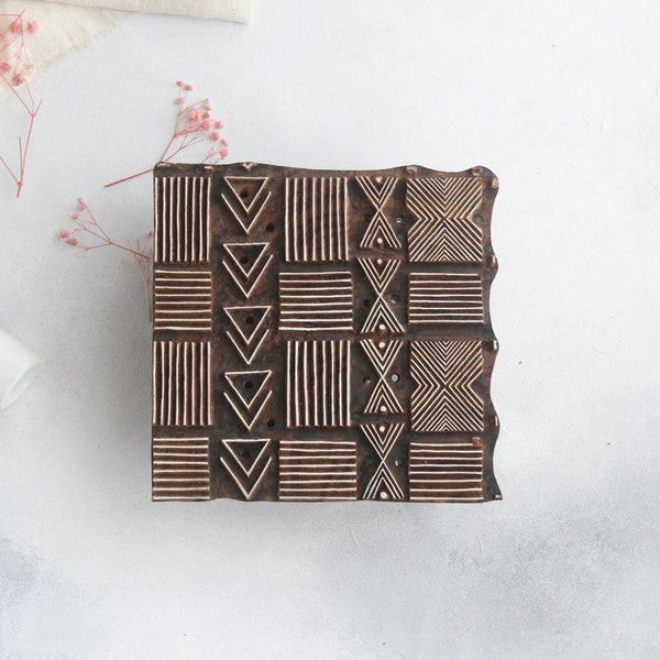 African Mud Cloth Stamp, Wooden Printing Block, Geometric Stamp, Mud Cloth Pattern, Block Print Stamp, Pottery Stamp, Textile Stamp