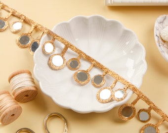 Gold Mirror Fringe Trim – Indian Costume Embellishment, DIY Supplies (3 Yards)