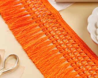 Orange Tassel Fringe Trim - Boho Indian Style, 3 Yards