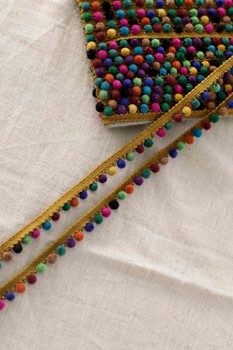 3 Yards of Colourful Pom Pom Trim Indian Trim Upholstery Etsy