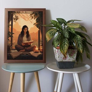Mindful Mornings Art Print, Living Room Wall Art, Meditation Print, New Home Gift, Yoga Poster, Motivational Wall Decor, Yoga Room Decor