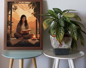 Mindful Mornings Art Print, Yoga Meditation Room Decor